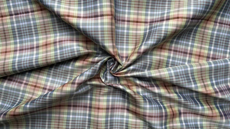 Silk Plaid, Smooth Weave, Grey and Brown