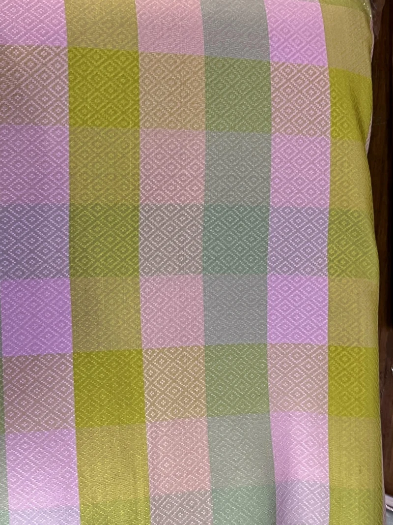 Silk Multicolour Stripe, Dobby Weave, Check Pattern, Cool Pastel Tones