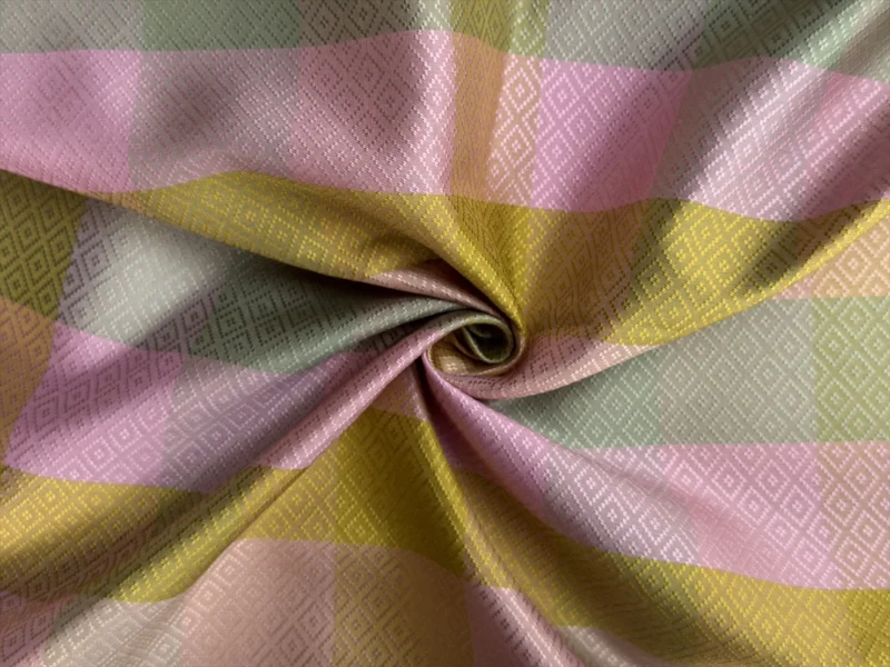 Silk Multicolour Stripe, Diamond Dobby Weave, Pink and Green