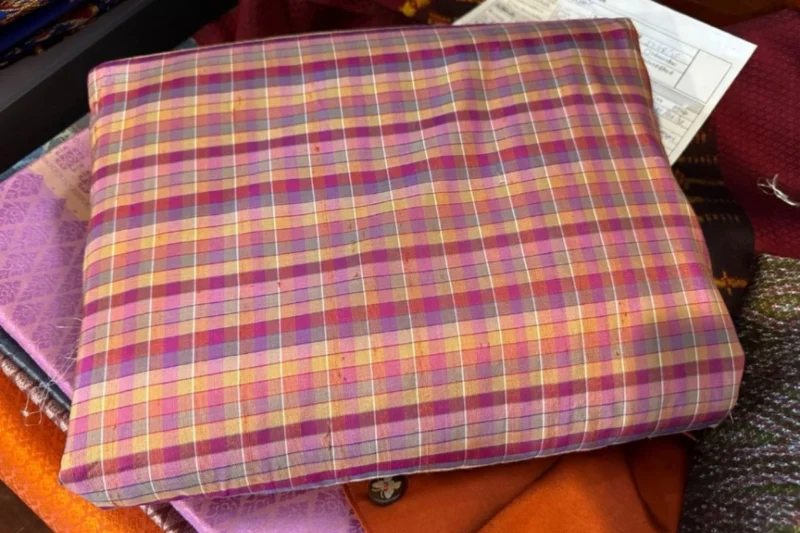 Silk Plaid, Soft Textured, Pink and Orange