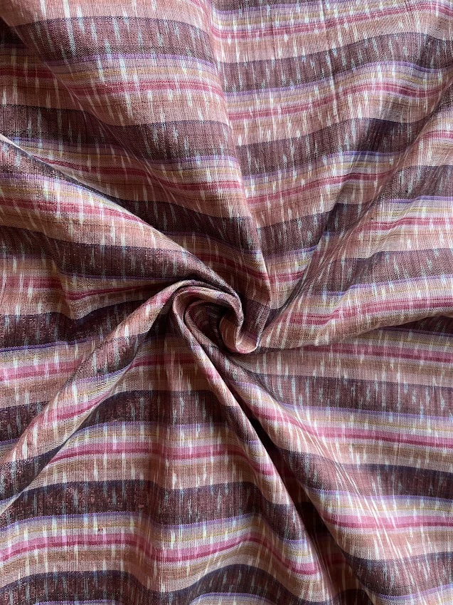 Ikat Silk, 2-Shaft, Kon Ka-Et Pattern, Brown and Salmon Pink