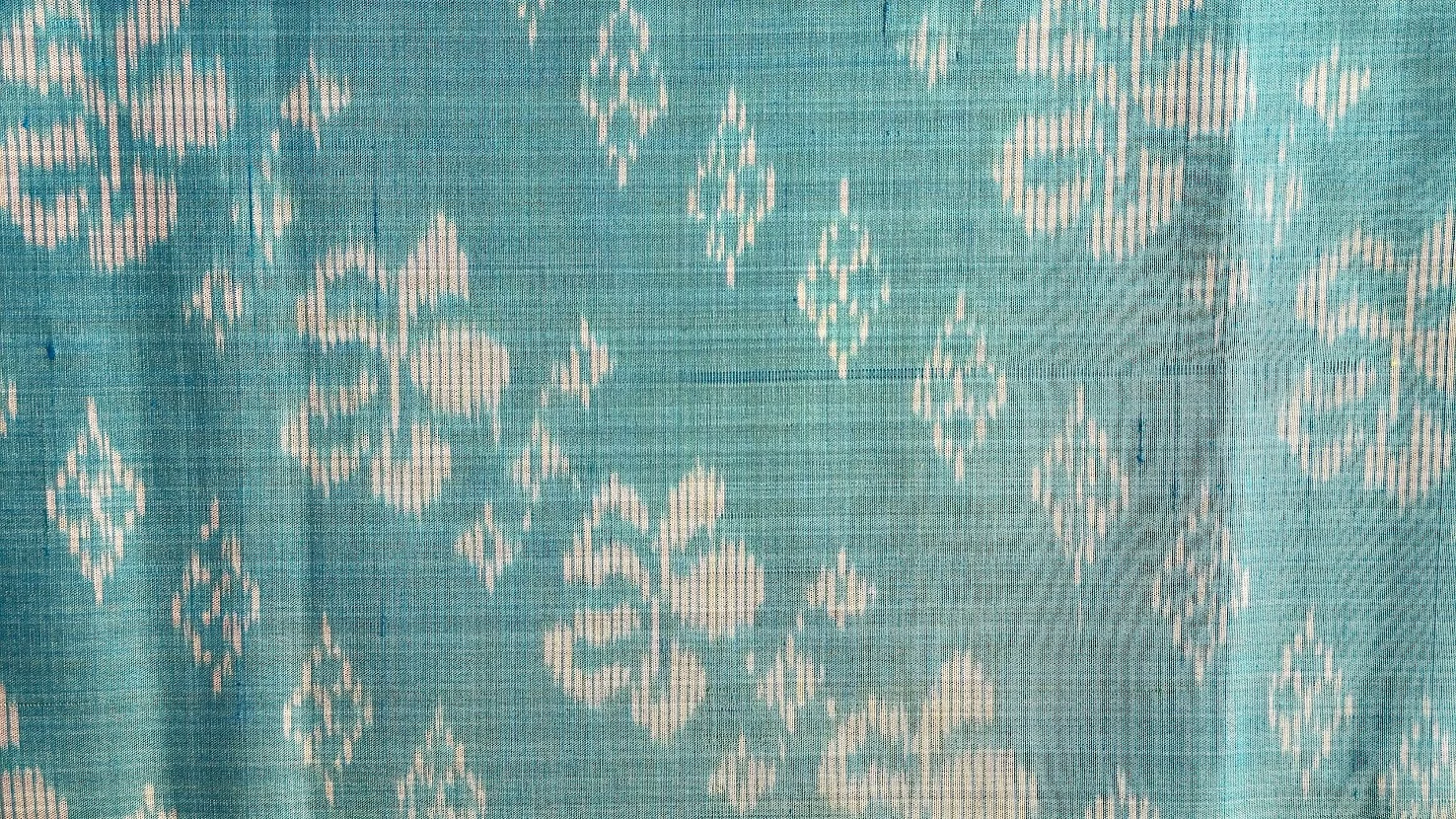 Ikat Silk, 2-Shaft, Dok Rak Pattern, Light Green-Blue
