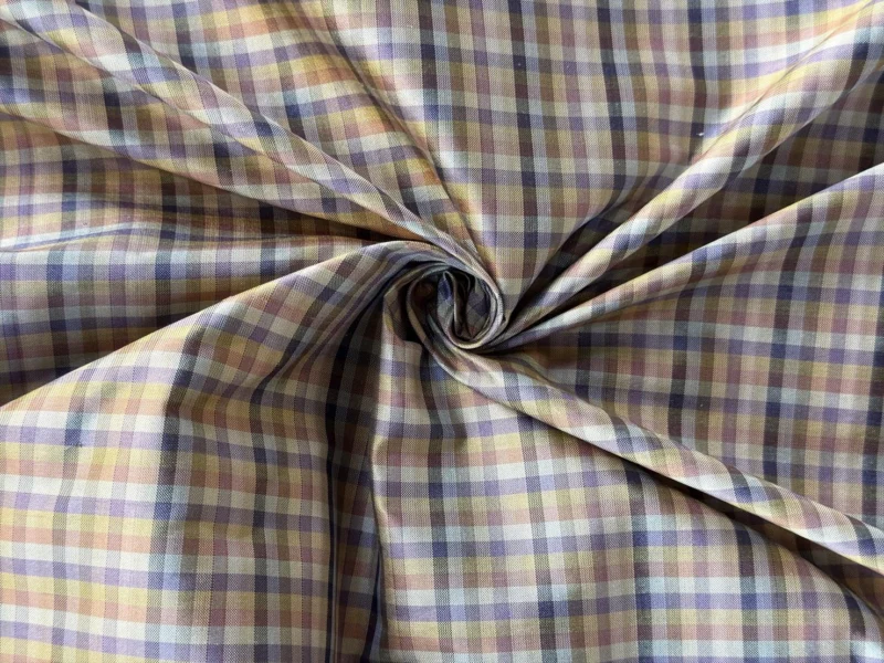 Silk Plaid, Smooth Weave, Purple and Yellow