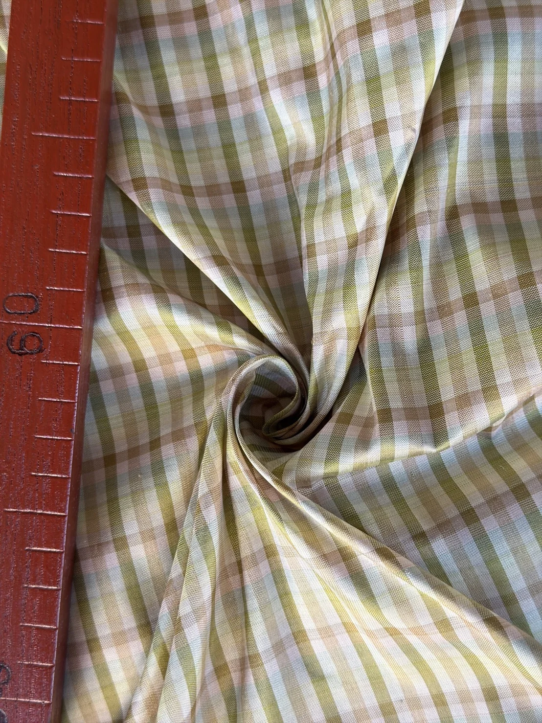 Silk Plaid, Smooth Weave, Brown and Yellow