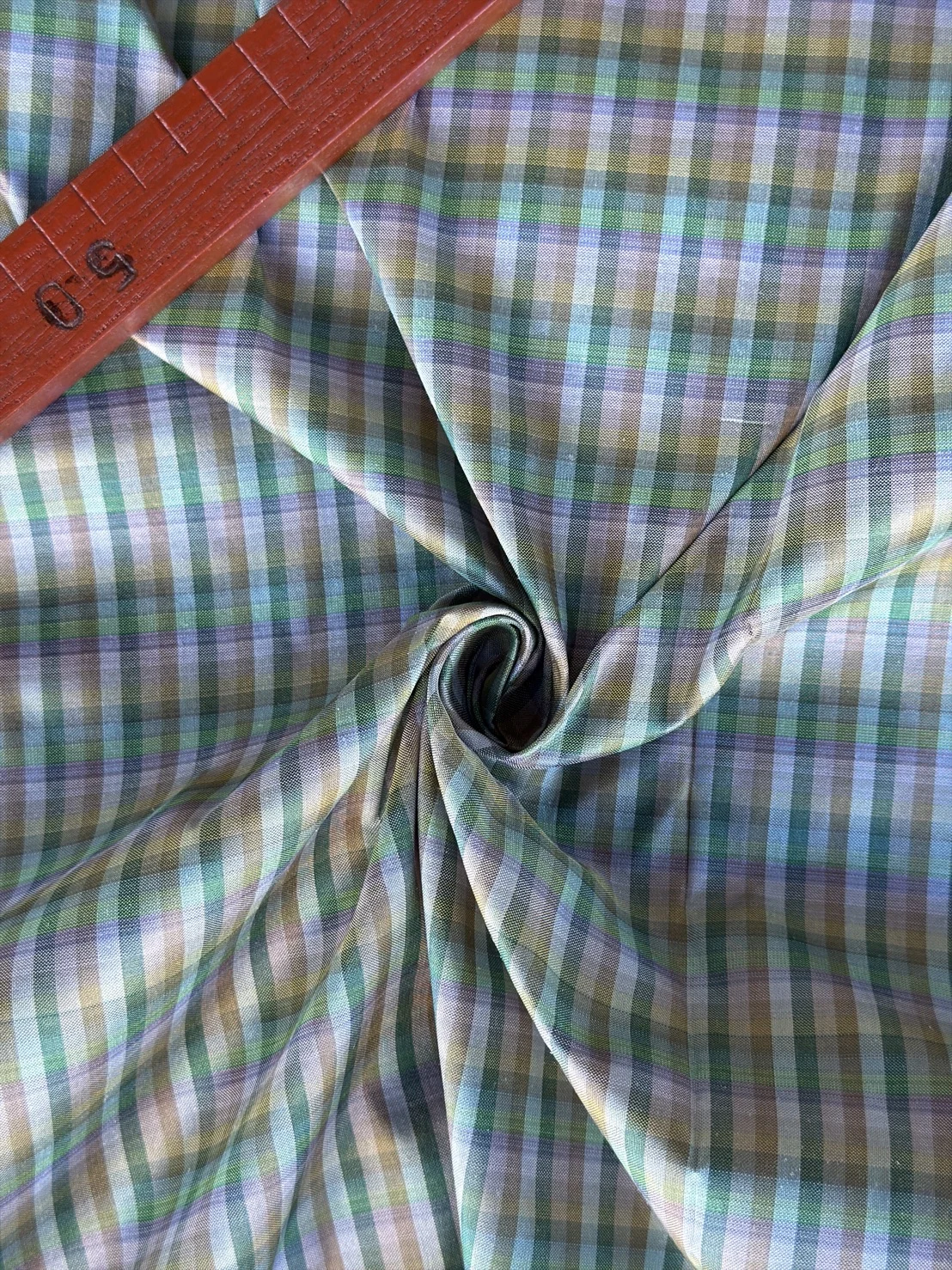 Silk Plaid, Smooth Weave, Grey and Brown