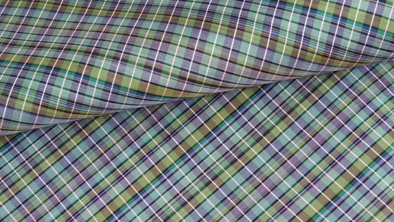 Silk Plaid, Soft Textured, Green and Purple