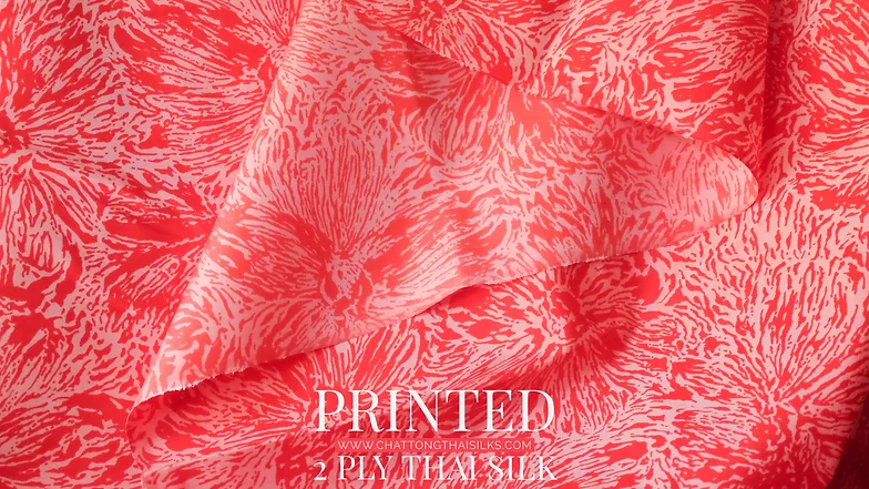 Printed Silk, Smooth Weave, 2-Ply, Red