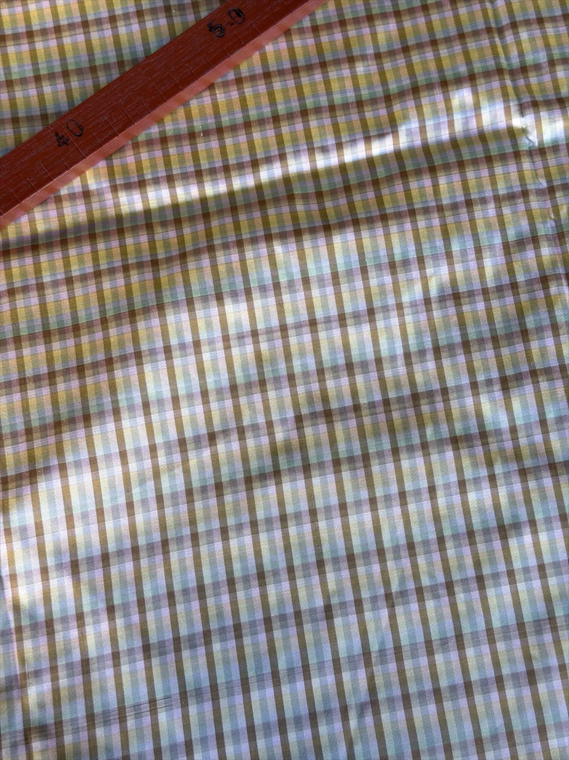 Silk Plaid, Smooth Weave, Yellow and Brown