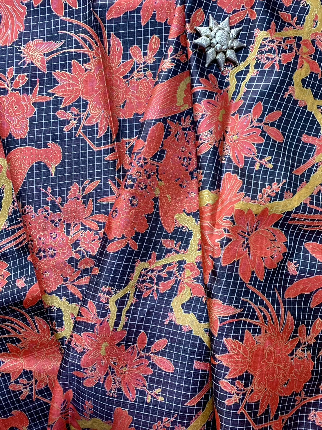 Printed Silk, Smooth Weave, Floral Print, Multicolour