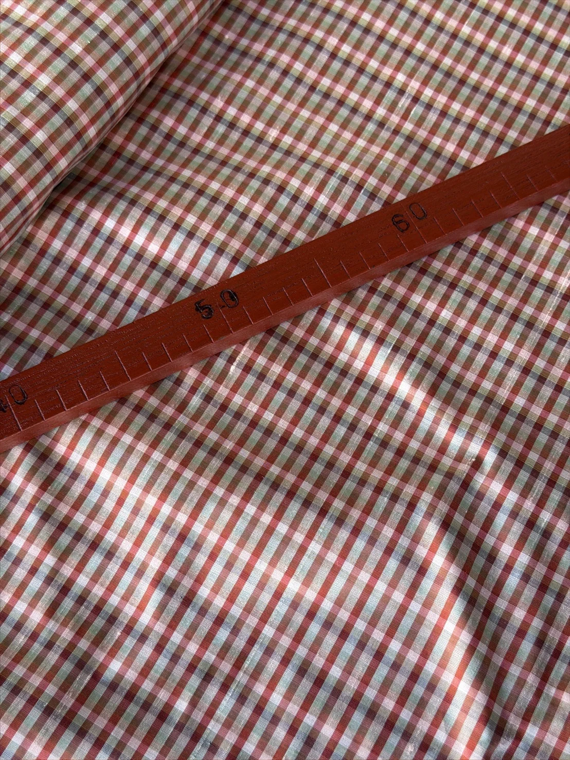 Silk Plaid, Smooth Weave, Red and Grey