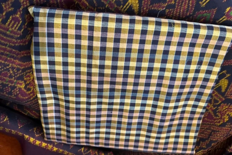 Silk Plaid, Soft Textured, Black and Yellow