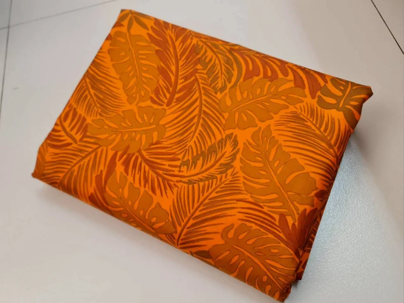 Printed Silk, Smooth Weave, Floral Print, Orange-Yellow Ground