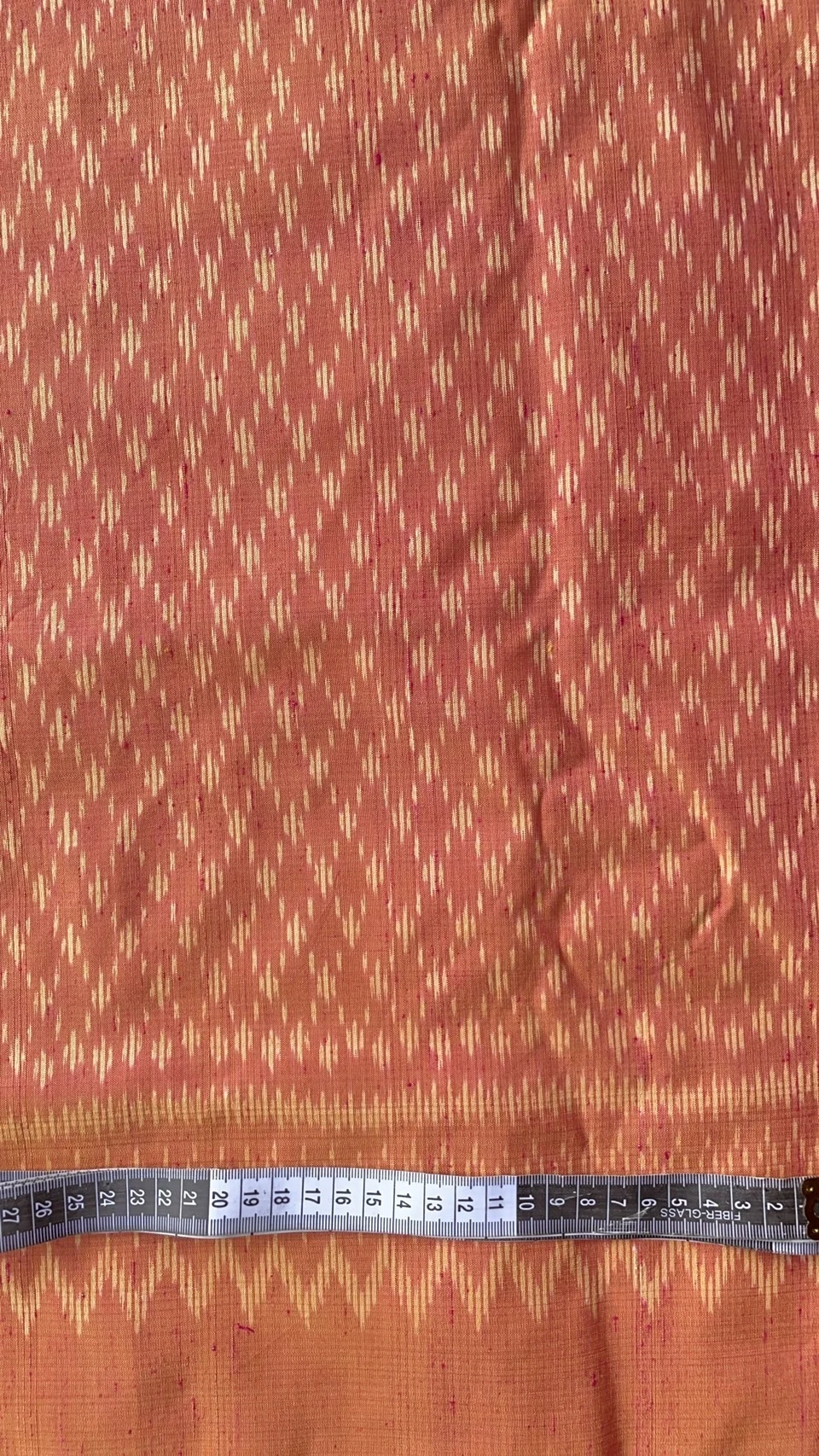 Ikat Native Silk, Chain-Net Pattern, Orange Shot with Salmon Pink