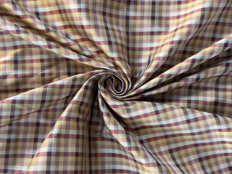 Silk Plaid, Smooth Weave, Red and Yellow