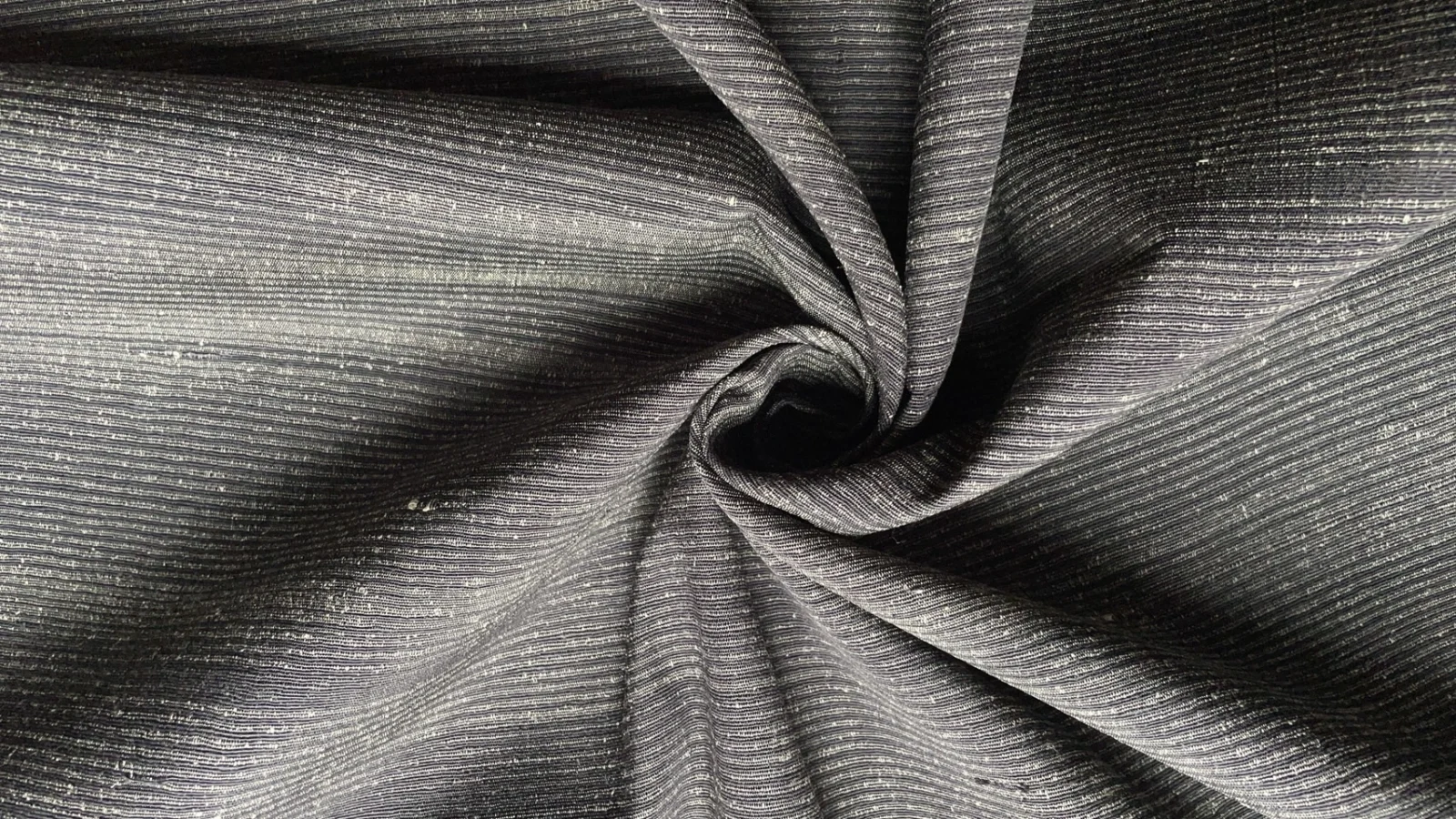 Silk Multicolour Stripe, Heavy Textured, Dark Grey