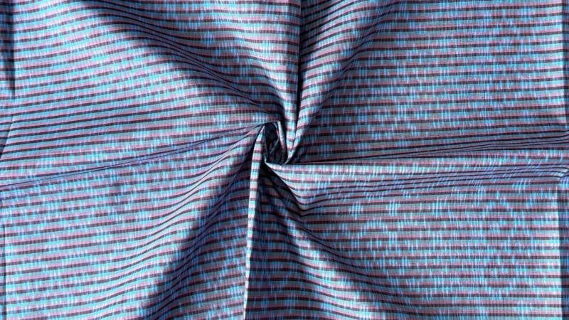 Ikat Silk, 2-Shaft, Squirrel-Tail Pattern, Turquoise