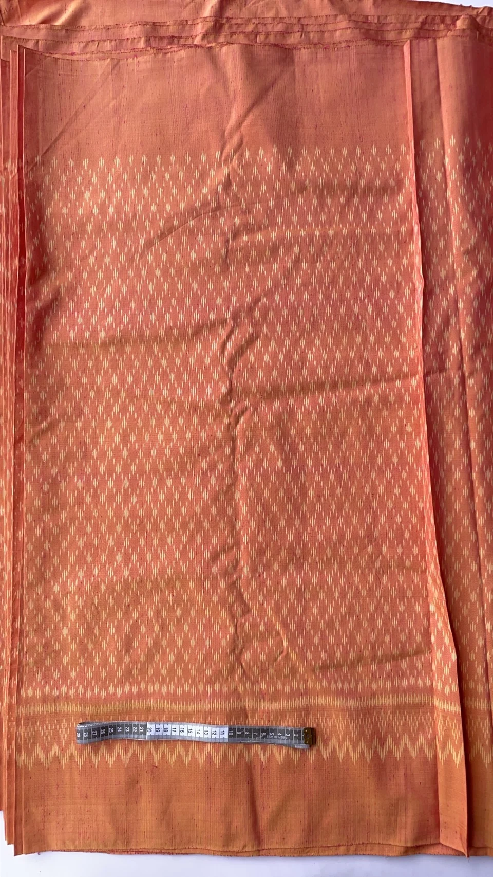 Ikat Native Silk, Chain-Net Pattern, Orange Shot with Salmon Pink