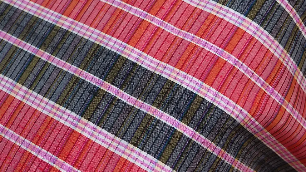 Silk Plaid, Soft Textured, Red and Black