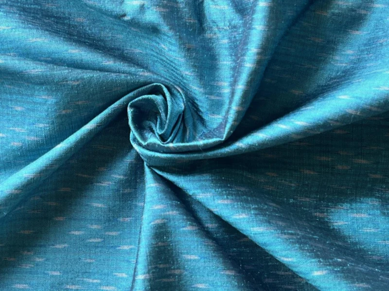 Ikat Silk, 2-Shaft, Kon Ka-Et Pattern, Sky Blue and Turquoise Green