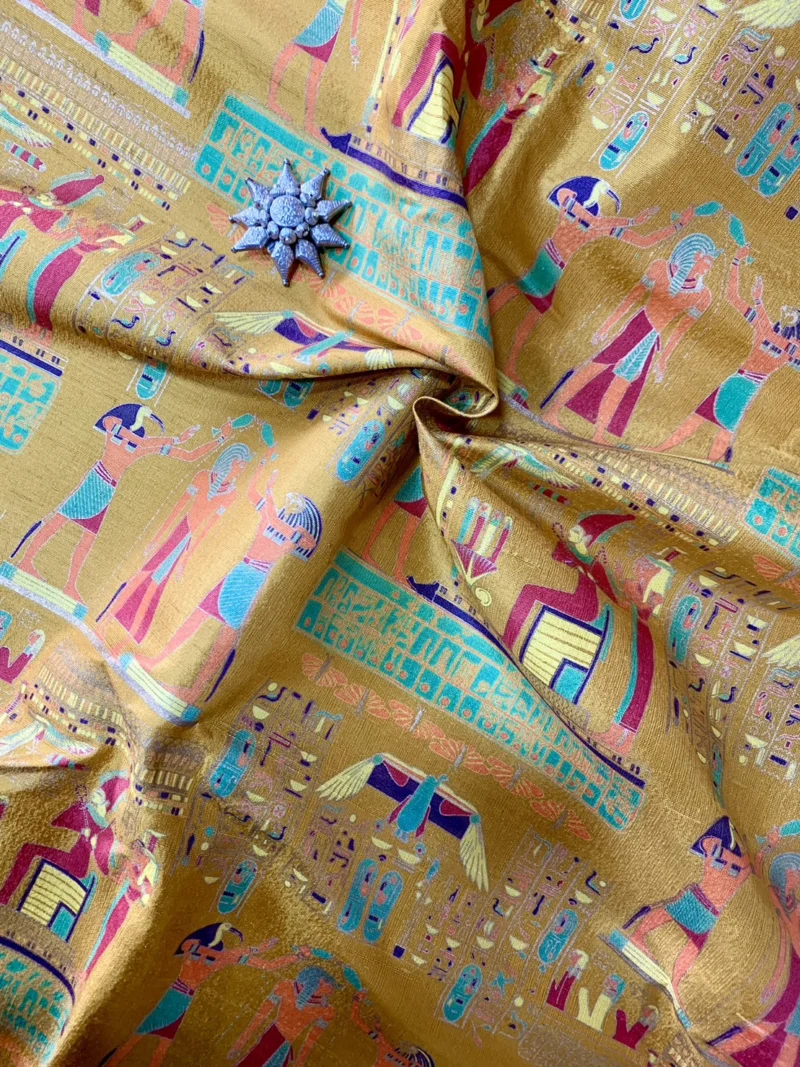 Printed Silk, Textured, Yellow