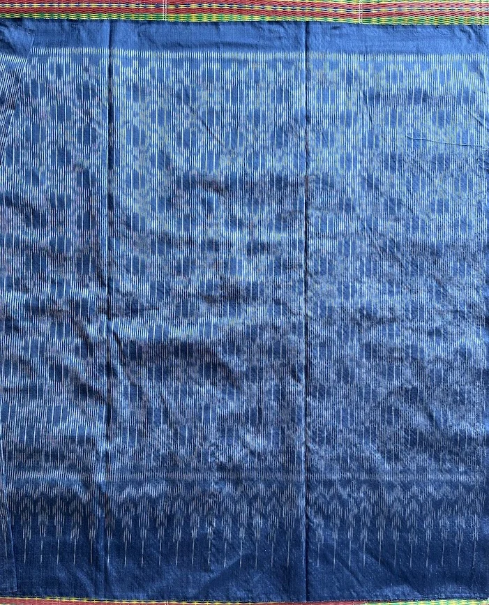 Ikat Silk, 2-Shaft, Kan Yaeng Pattern, Indigo Blue