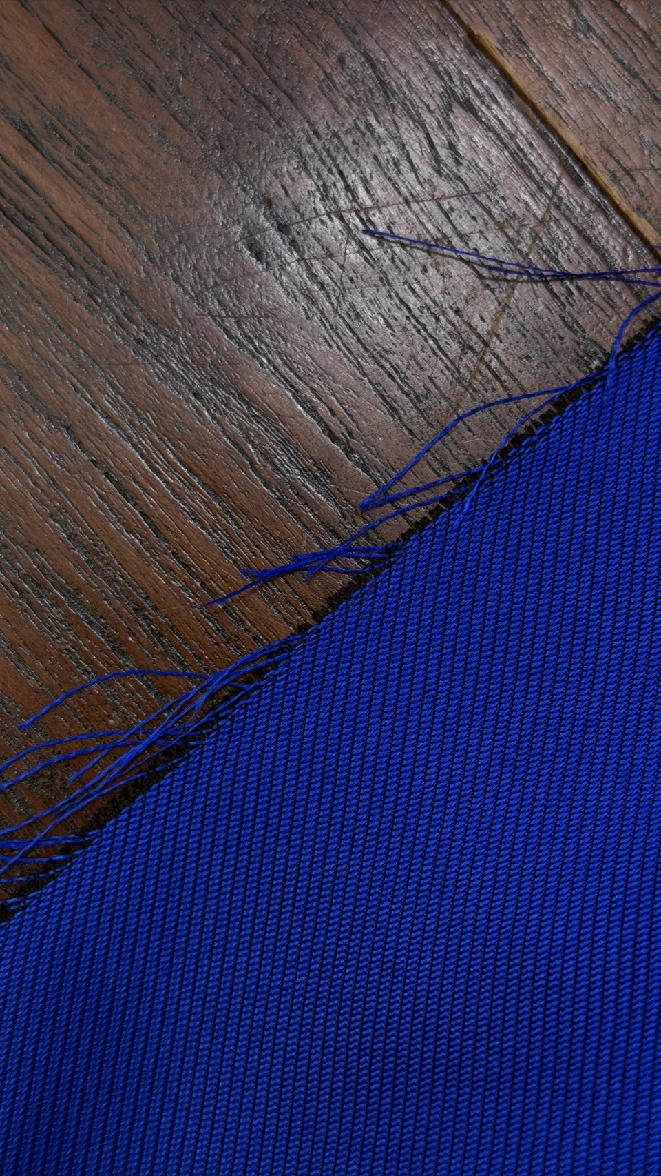 Solid-Colour Silk, 4-Shaft Fine Stripe Weave, Bright Blue