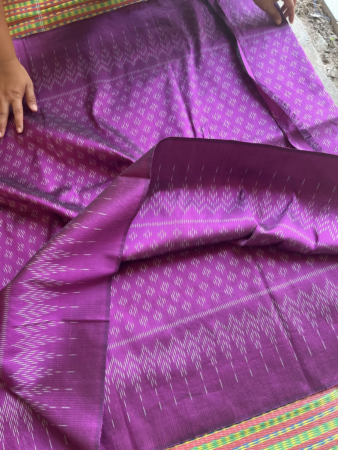 Ikat Silk, 2-Shaft, Pikul Pattern, Dark Pink