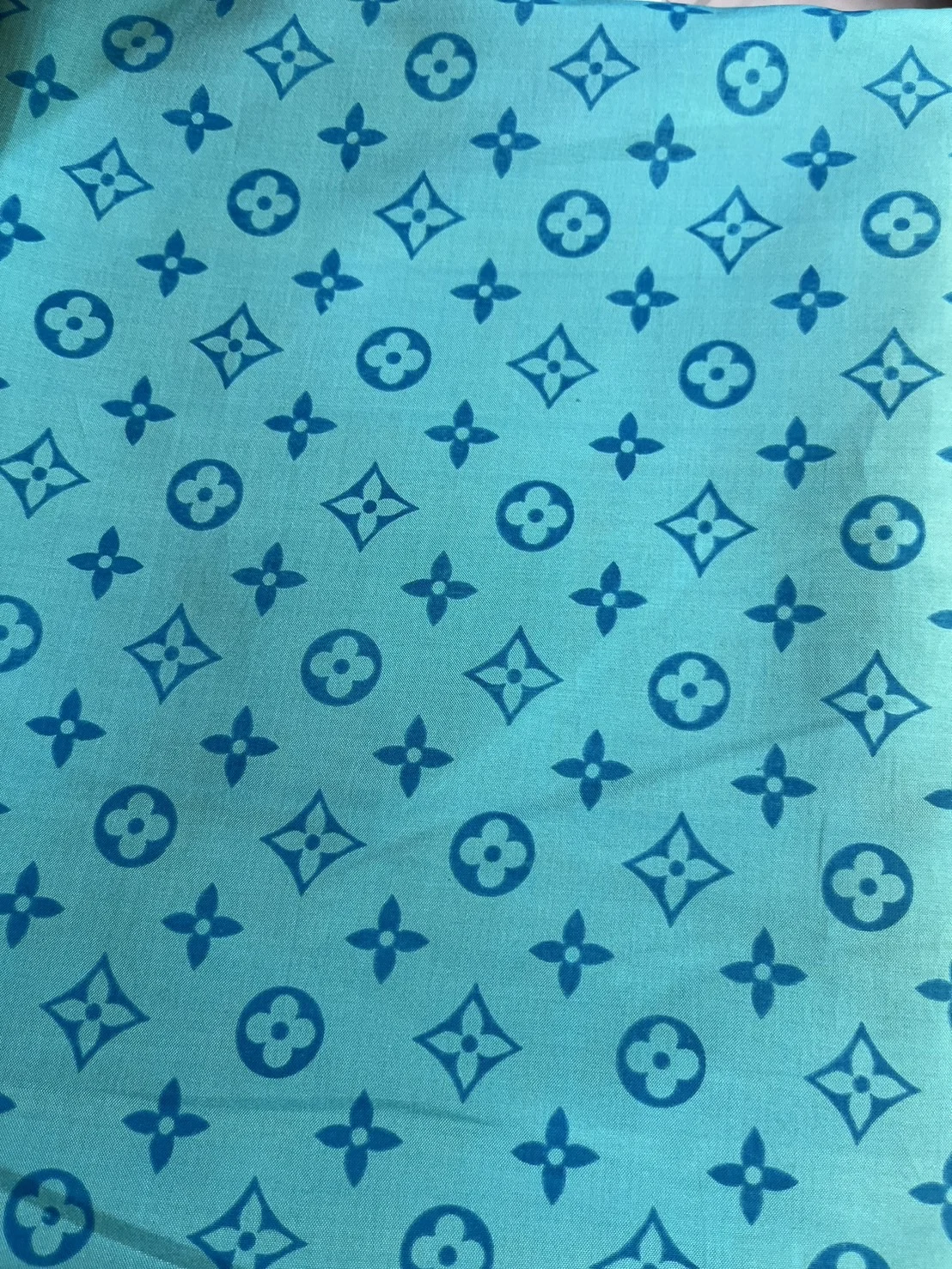 Printed Silk, Textured, Light Blue Ground