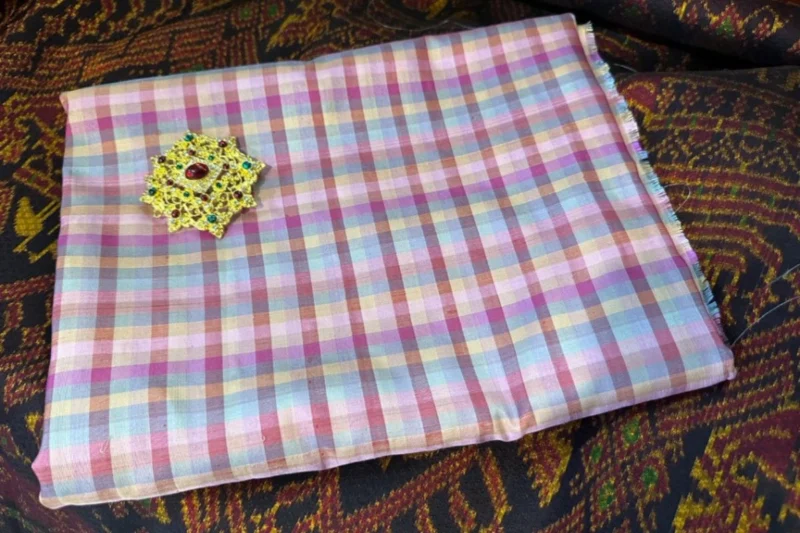 Silk Plaid, Smooth Weave, Pink and Yellow