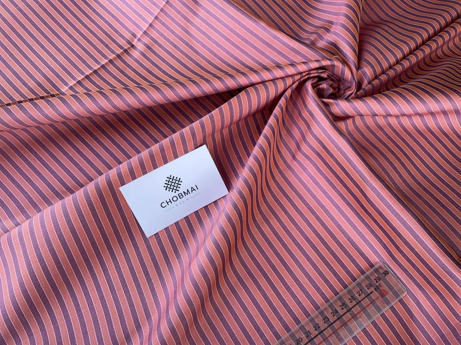 Silk Multicolour Stripe, Pink and Salmon Orange