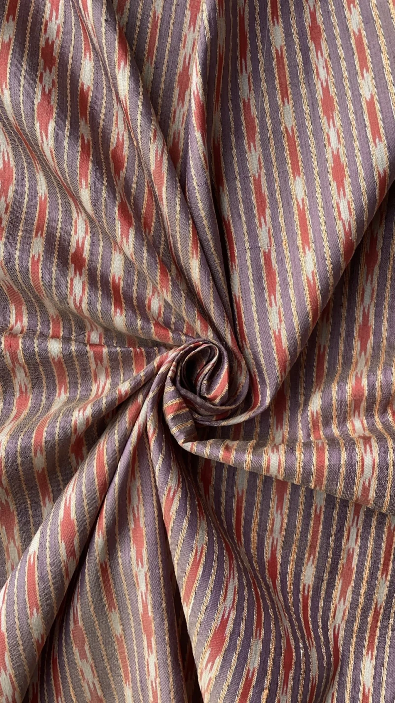 Ikat Native Silk, Luk Pu Pattern, Grey-Purple and Light Deep Plum