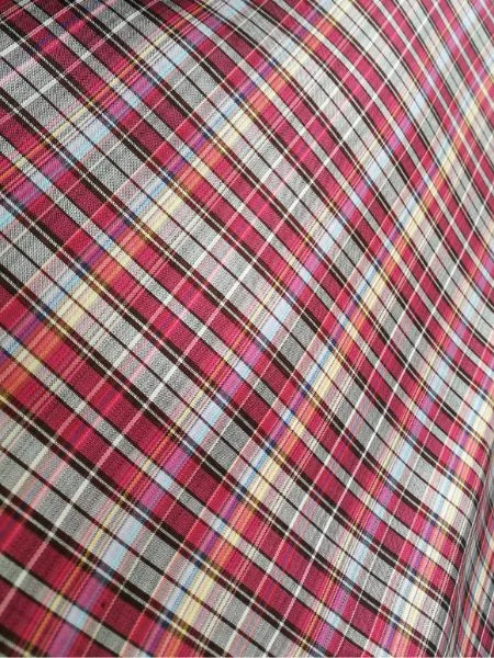 Silk Plaid, Smooth Weave, Red and Grey