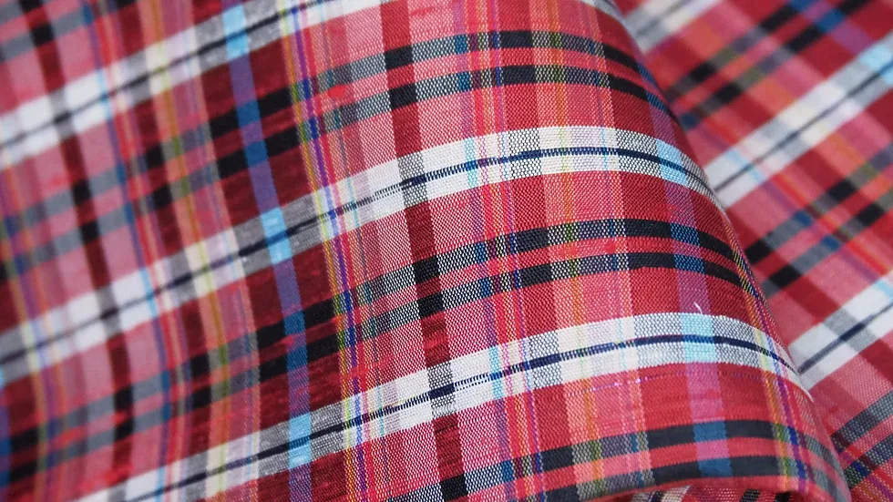Silk Plaid, Soft Textured, Red and Black