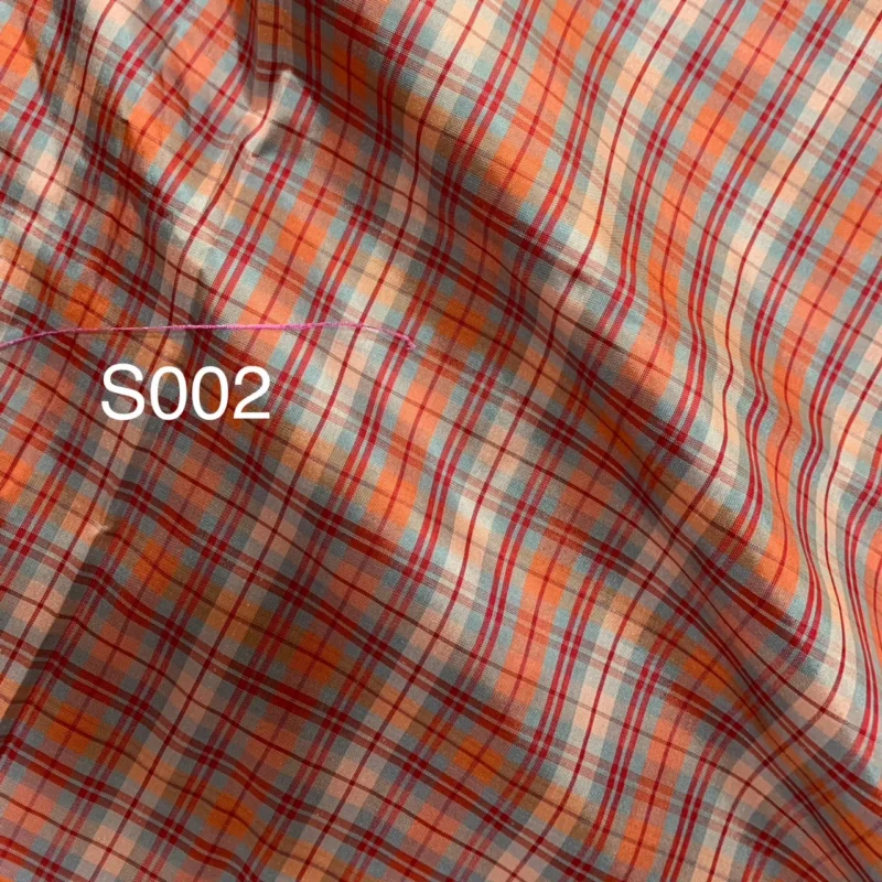 Silk Plaid, Textured, Orange and Grey