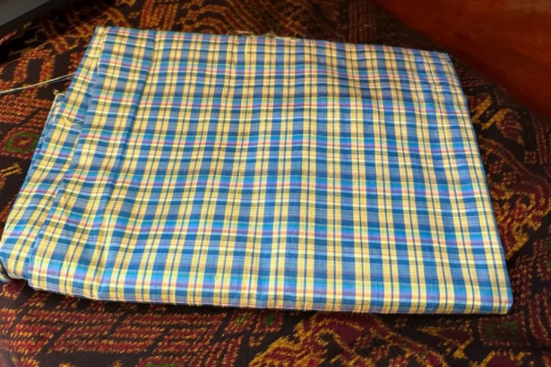 Silk Plaid, Soft Textured, Light Blue and Yellow