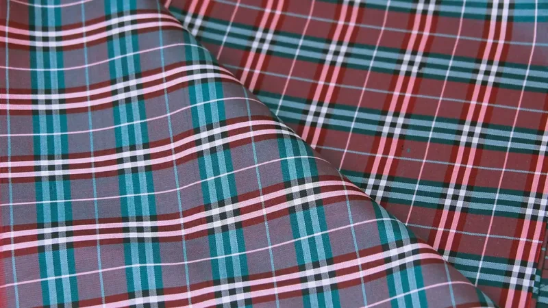 Silk Plaid, Smooth Weave, Black and Red