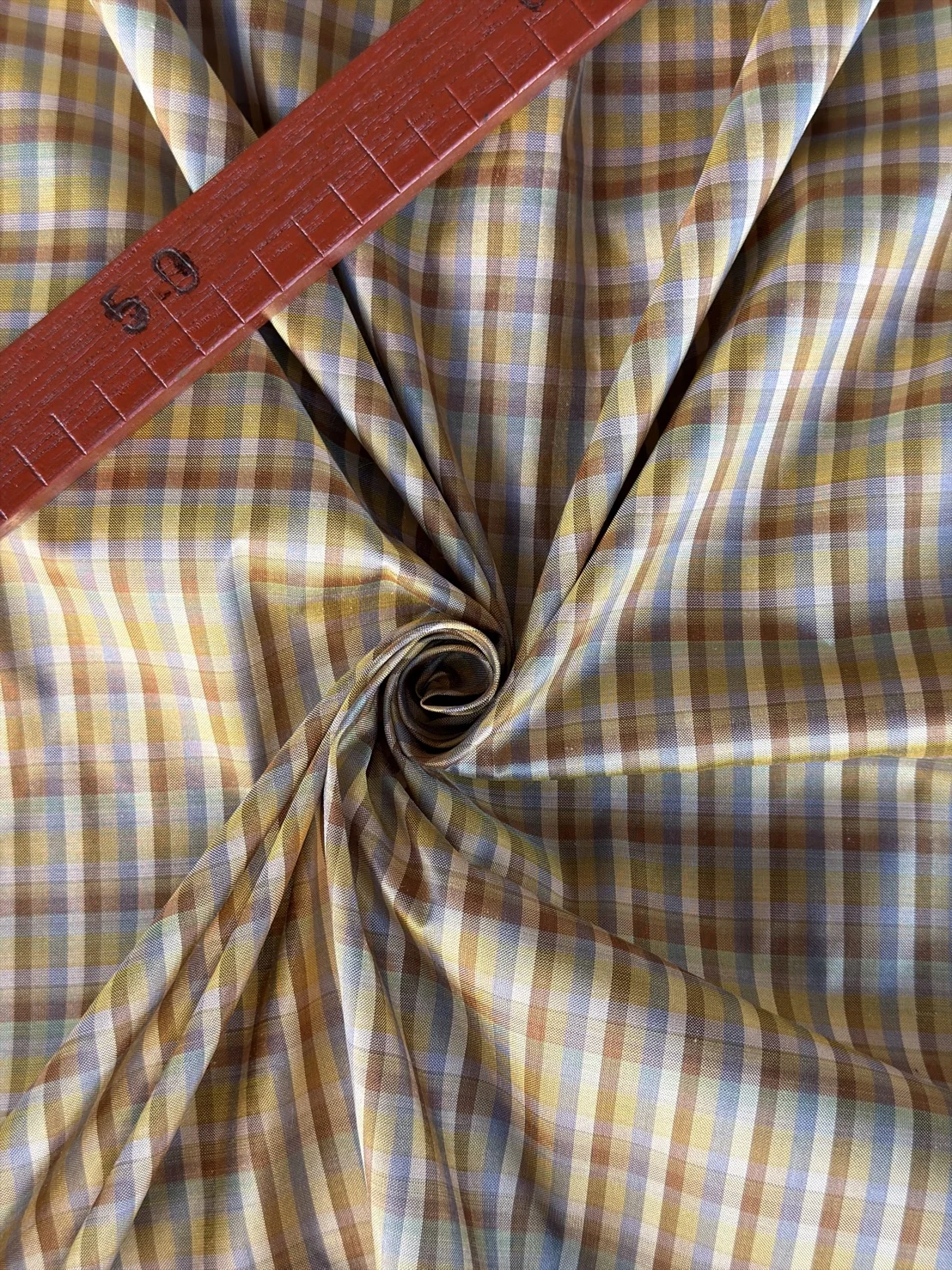 Silk Plaid, Smooth Weave, Grey and Brown