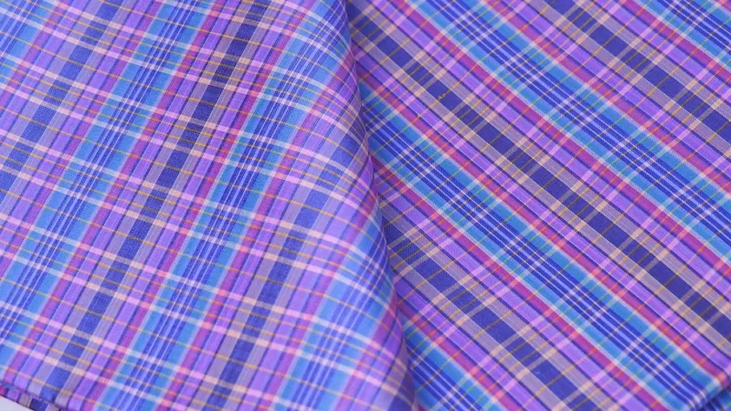 Silk Plaid, Smooth Weave, Purple and Light Blue