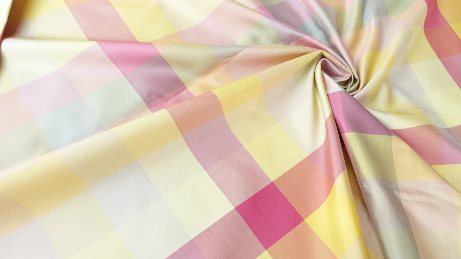 Silk Multicolour Stripe, Check Pattern, Warm Tones