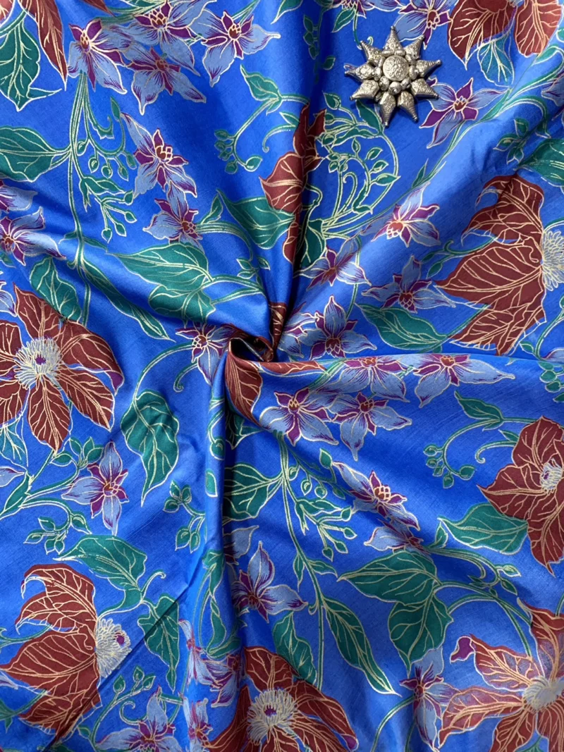 Printed Silk, Smooth Weave, Light Blue