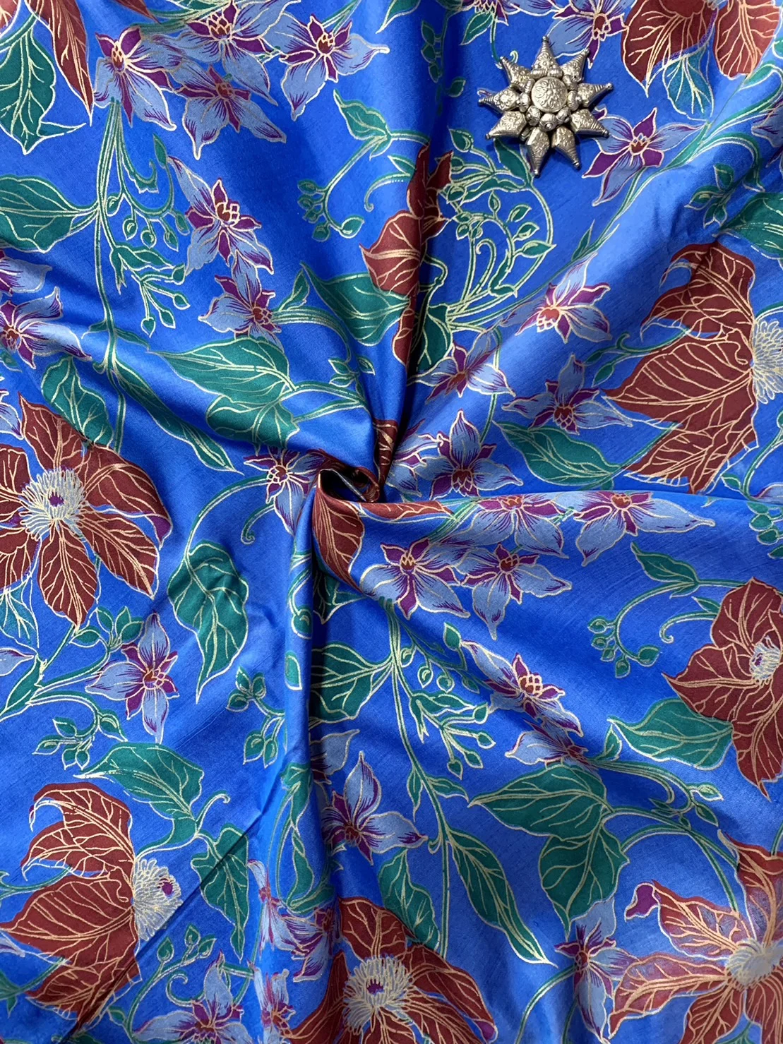 Printed Silk, Smooth Weave, Light Blue