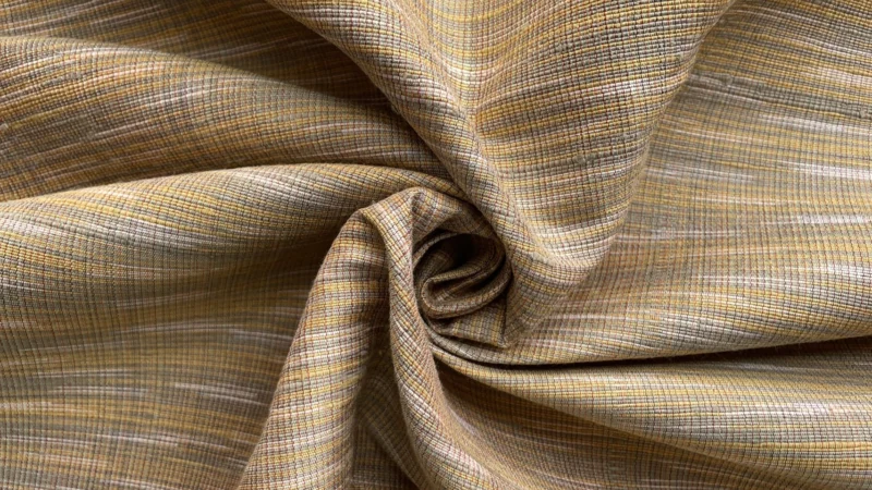 Contemporary Ikat Silk, Heavy Weight, Speckled Pattern, Light Yellow Beige