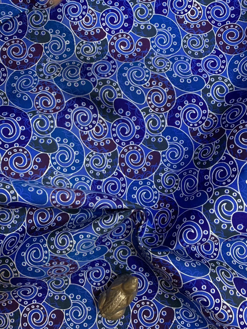 Printed Silk, Smooth Weave, Blue