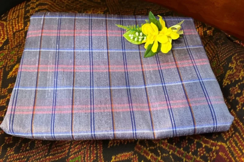 Silk Plaid, Textured, Grey-Purple and Pink