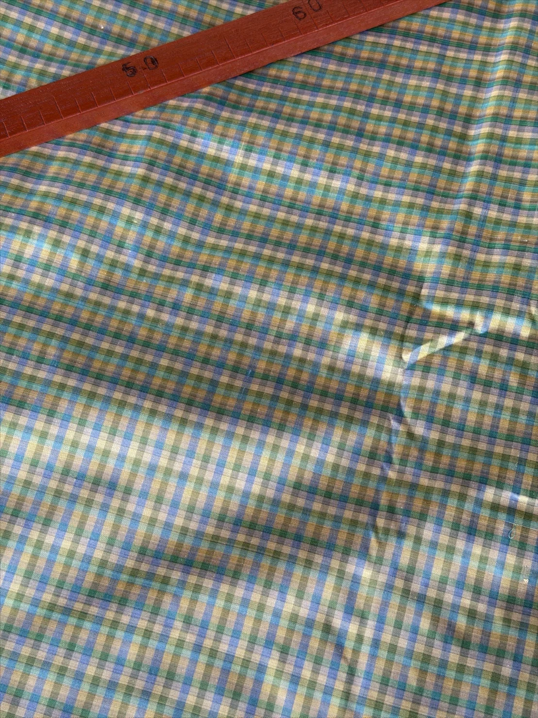 Silk Plaid, Smooth Weave, Light Blue and Green