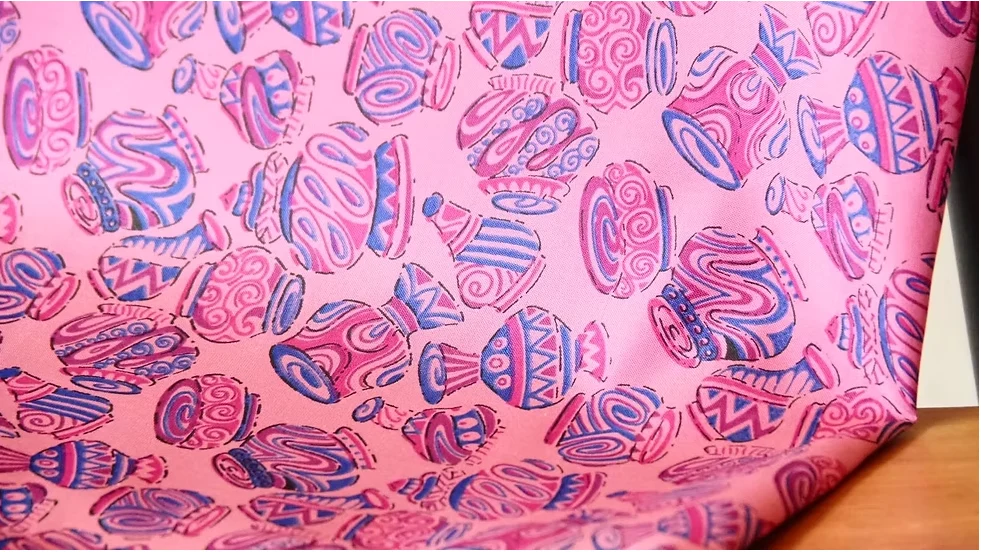 Printed Silk, Smooth Weave, 2-Ply, Pink Ground