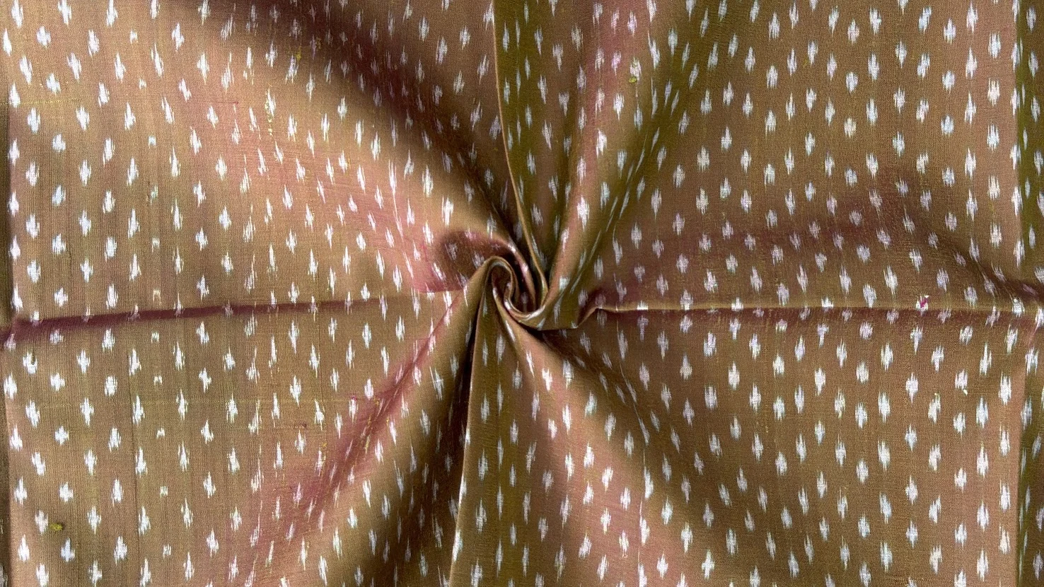 Ikat Silk, 2-Shaft, Dot Pattern, Brown