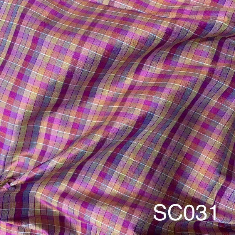 Silk Plaid, Textured, Pink and Purple
