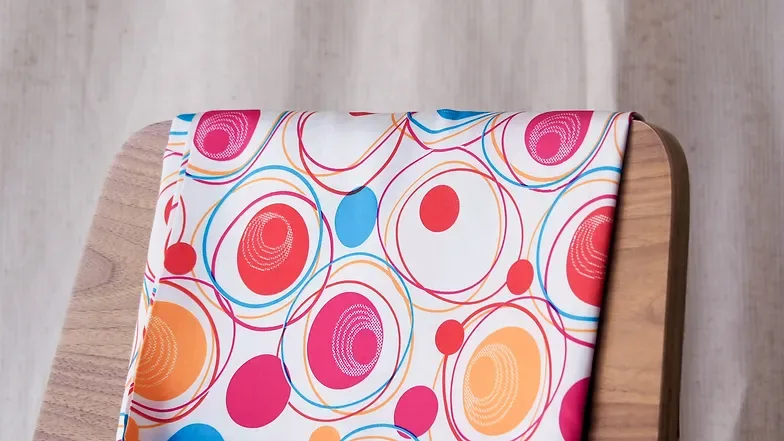 Printed Silk, Smooth Weave, 2-Ply, White, Pink and Orange