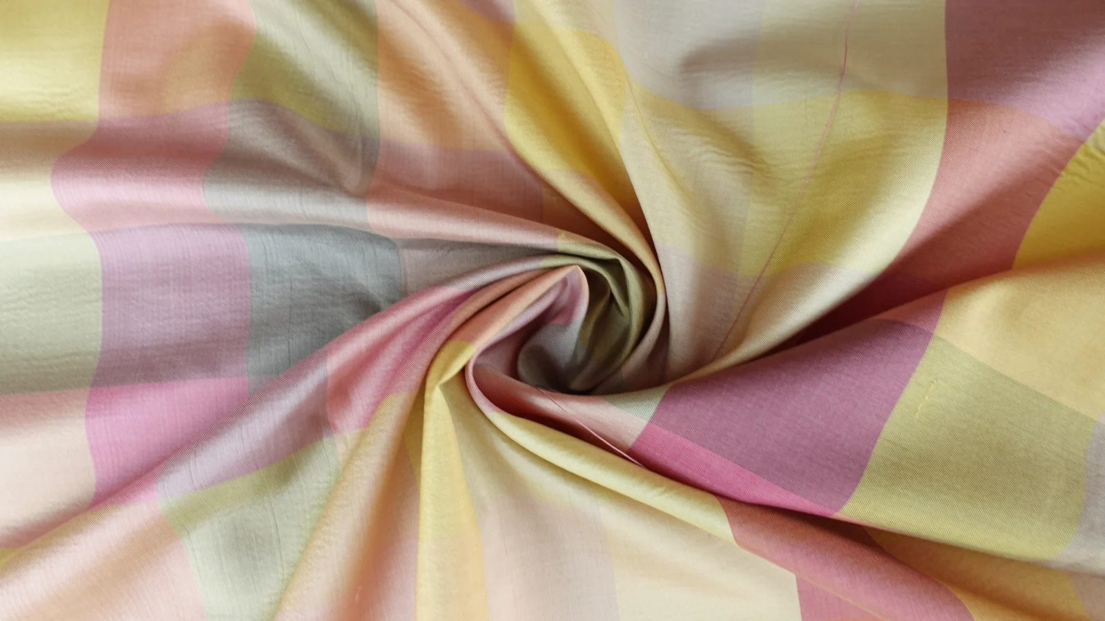 Silk Multicolour Stripe, Check Pattern, Warm Tones